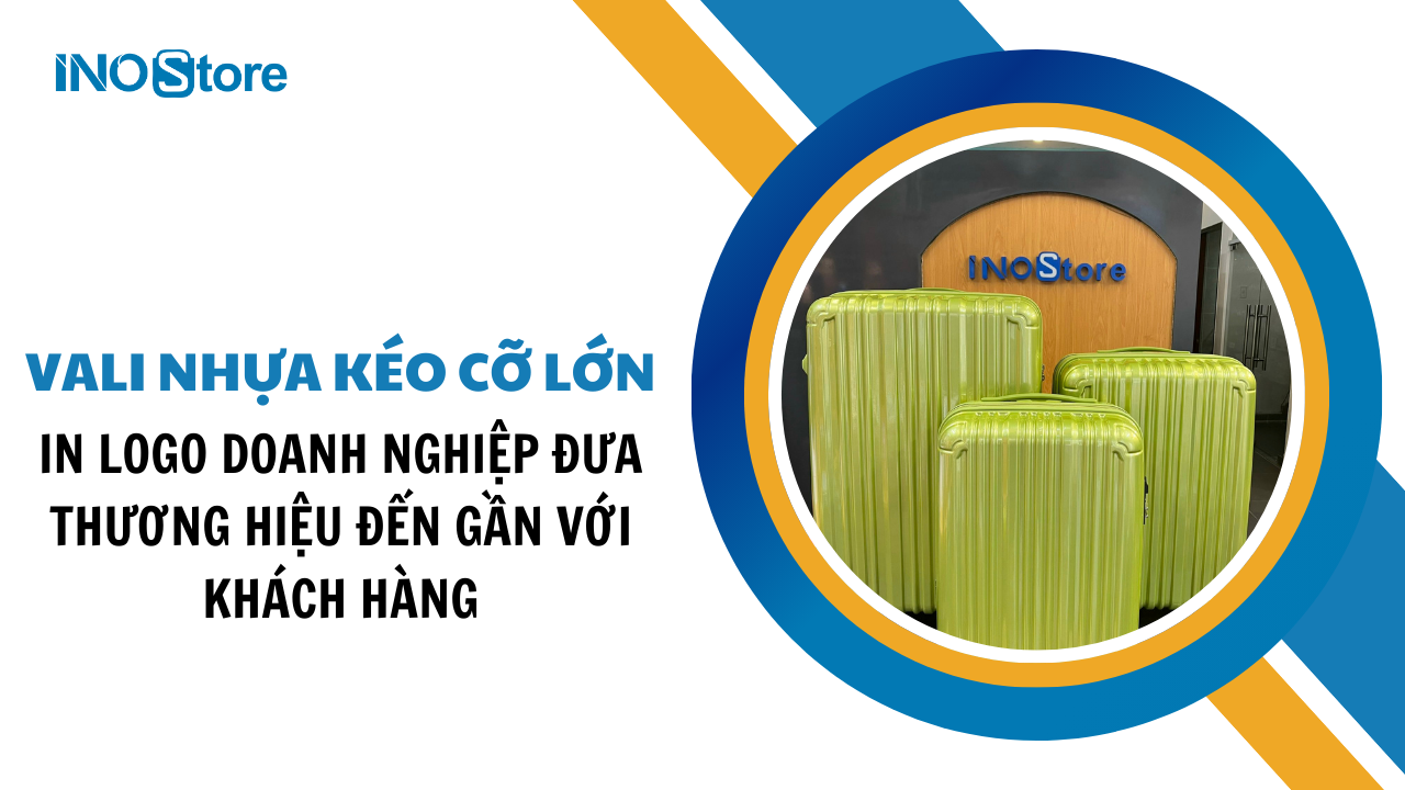 In logo doanh nghiệp trên vali nhựa kéo cỡ lớn đưa thương hiệu đến gần với khách hàng