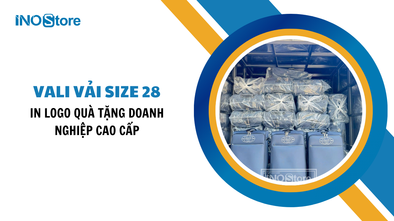 Vali vải size 28 in logo quà tặng doanh nghiệp cao cấp